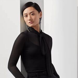 Ralph Lauren Purple Label Black Sheer Top